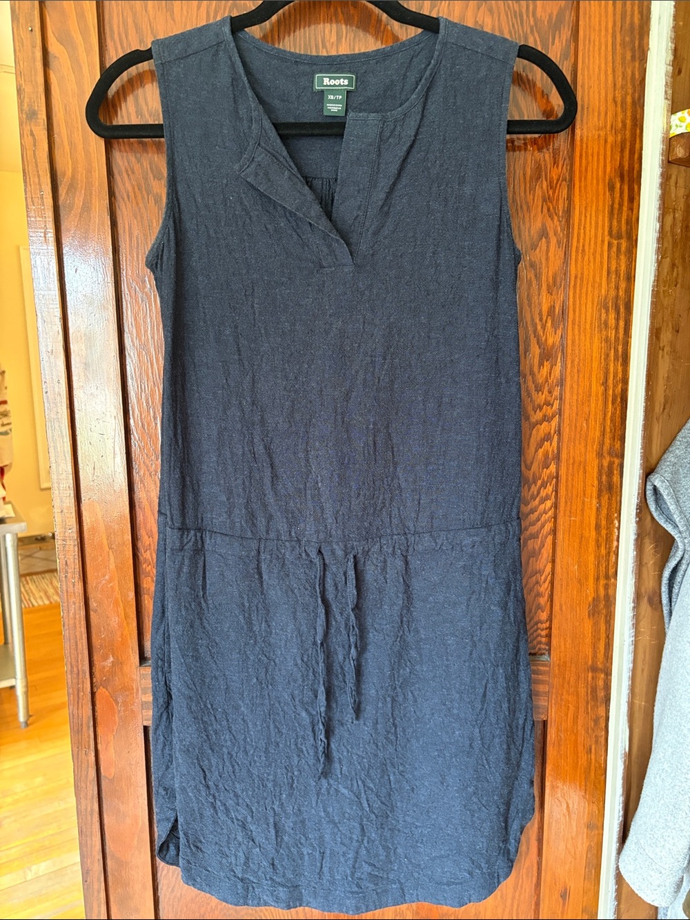 Roots Navy Blue Sleeveless Linen Blend Dress